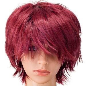 🎉Host Pick🎉 Hh Building Short Layered Curly Anime Fashionable Cosplay Wig Red